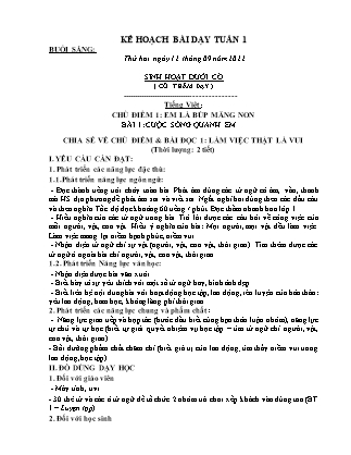 Kế hoạch bài dạy Chương trình Lớp 2 - Tuần 1 năm học 2022-2023 (GV Bùi Thị Bích Hiền)