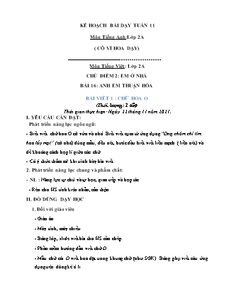 Kế hoạch bài dạy Chương trình Lớp 2 - Tuần 11 năm học 2021-2022 (Võ Thị Hải Quế)