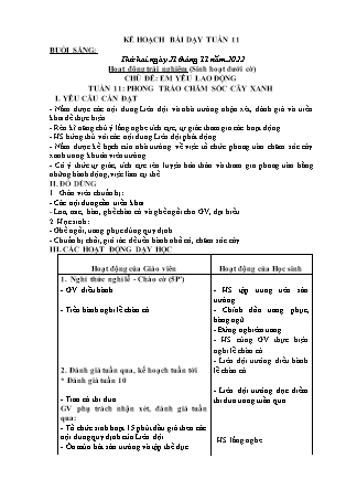 Kế hoạch bài dạy Chương trình Lớp 2 - Tuần 11 năm học 2022-2023 (Bùi Thị Bích Hiền)