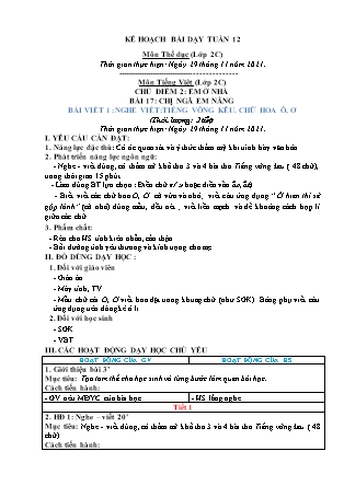 Kế hoạch bài dạy Chương trình Lớp 2 - Tuần 12 năm học 2021-2022 (Từ Thị Lý)