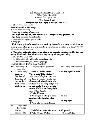 Kế hoạch bài dạy Chương trình Lớp 2 - Tuần 13 năm học 2021-2022 (Trần Thị Bích Liên)