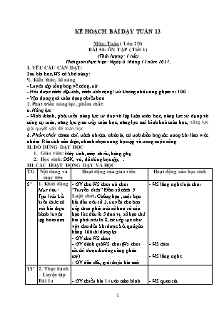 Kế hoạch bài dạy Chương trình Lớp 2 - Tuần 13 năm học 2021-2022 (Phan Thị Ánh Nguyệt)