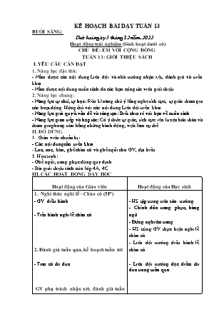 Kế hoạch bài dạy Chương trình Lớp 2 - Tuần 13 năm học 2022-2023 (Bùi Thị Bích Hiền)