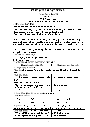 Kế hoạch bài dạy Chương trình Lớp 2 - Tuần 14 năm học 2021-2022 (Trần Thị Bích Liên)