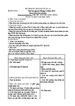 Kế hoạch bài dạy Chương trình Lớp 2 - Tuần 14 năm học 2022-2023 (Bùi Thị Bích Hiền)