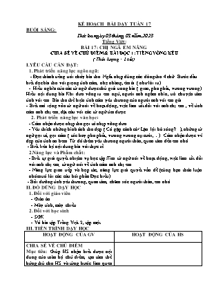 Kế hoạch bài dạy Chương trình Lớp 2 - Tuần 17 năm học 2022-2023 (Bùi Thị Bích Hiền)
