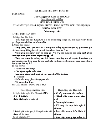 Kế hoạch bài dạy Chương trình Lớp 2 - Tuần 18 năm học 2022-2023 (Bùi Thị Bích Hiền)