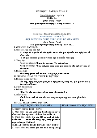 Kế hoạch bài dạy Chương trình Lớp 2 - Tuần 21 năm học 2021-2022 (GV Từ Thị Lý)