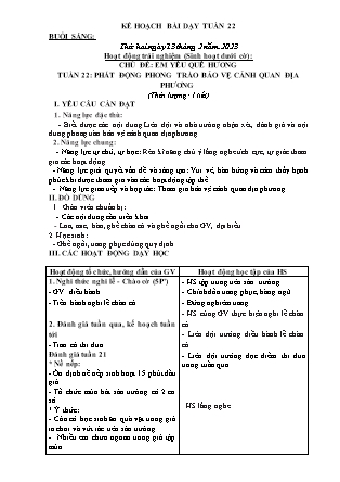 Kế hoạch bài dạy Chương trình Lớp 2 - Tuần 22 năm học 2022-2023 (Bùi Thị Bích Hiền)