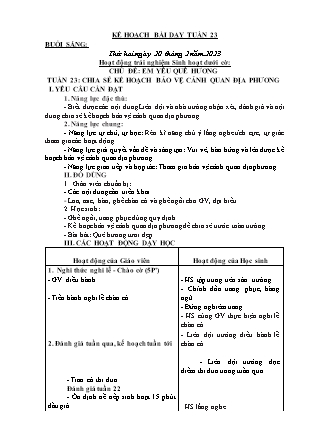 Kế hoạch bài dạy Chương trình Lớp 2 - Tuần 23 năm học 2022-2023 (Bùi Thị Bích Hiền)