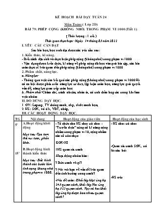 Kế hoạch bài dạy Chương trình Lớp 2 - Tuần 24 năm học 2021-2022 (GV Phan Thị Ánh Nguyệt)