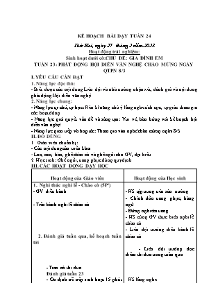 Kế hoạch bài dạy Chương trình Lớp 2 - Tuần 24 năm học 2022-2023 (Bùi Thị Bích Hiền)