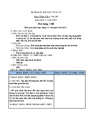 Kế hoạch bài dạy Chương trình Lớp 2 - Tuần 25 năm học 2021-2022 (Trần Thị Bích Liên)