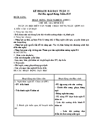 Kế hoạch bài dạy Chương trình Lớp 2 - Tuần 25 năm học 2022-2023 (Bùi Thị Bích Hiền)