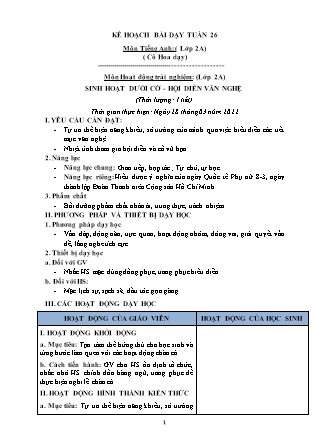 Kế hoạch bài dạy Chương trình Lớp 2 - Tuần 26 năm học 2021-2022 (Võ Thị Hải Quế)