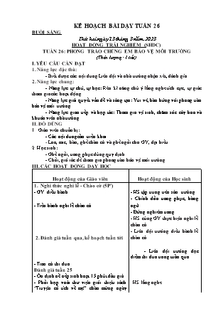 Kế hoạch bài dạy Chương trình Lớp 2 - Tuần 26 năm học 2022-2023 (Bùi Thị Bích Hiền)