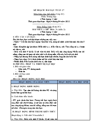 Kế hoạch bài dạy Chương trình Lớp 2 - Tuần 27 năm học 2021-2022 (Từ Thị Lý)