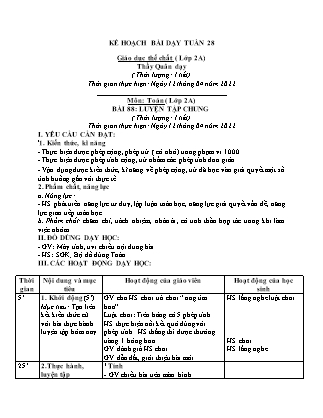 Kế hoạch bài dạy Chương trình Lớp 2 - Tuần 28 năm học 2021-2022 (Võ Thị Hải Quế)