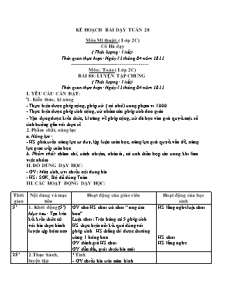 Kế hoạch bài dạy Chương trình Lớp 2 - Tuần 28 năm học 2021-2022 (Từ Thị Lý)