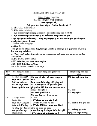 Kế hoạch bài dạy Chương trình Lớp 2 - Tuần 28 năm học 2021-2022 (Phan Thị Ánh Nguyệt)