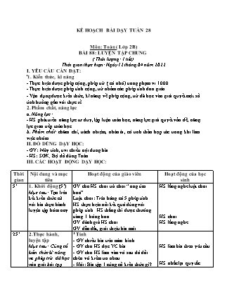 Kế hoạch bài dạy Chương trình Lớp 2 - Tuần 28 năm học 2021-2022 (Trần Thị Bích Liên)