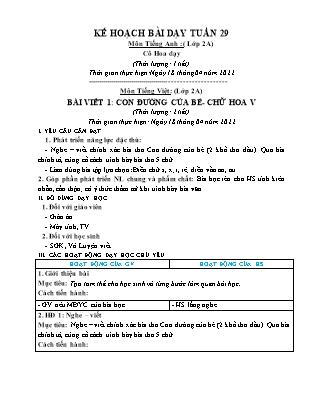 Kế hoạch bài dạy Chương trình Lớp 2 - Tuần 29 năm học 2021-2022 (Võ Thị Hải Quế)