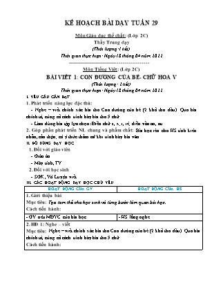 Kế hoạch bài dạy Chương trình Lớp 2 - Tuần 29 năm học 2021-2022 (Từ Thị Lý)