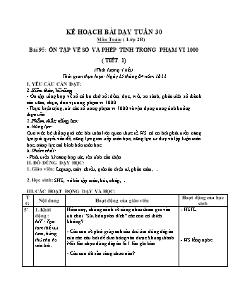 Kế hoạch bài dạy Chương trình Lớp 2 - Tuần 30 năm học 2021-2022 (Trần Thị Bích Liên)