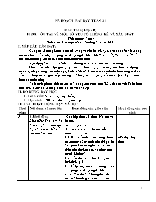 Kế hoạch bài dạy Chương trình Lớp 2 - Tuần 31 năm học 2021-2022 (Trần Thị Bích Liên)