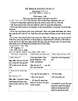 Kế hoạch bài dạy Chương trình Lớp 2 - Tuần 32 năm học 2021-2022 (Võ Thị Hải Quế)