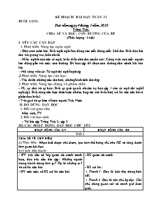 Kế hoạch bài dạy Chương trình Lớp 2 - Tuần 33 năm học 2022-2023 (Bùi Thị Bích Hiền)