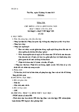 Kế hoạch bài dạy Chương trình Lớp 2 - Tuần 6 năm học 2021-2022 (Từ Thị Lý)