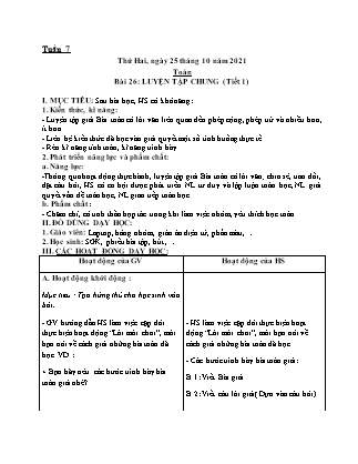 Kế hoạch bài dạy Chương trình Lớp 2 - Tuần 7 năm học 2021-2022 (Trần Thị Bích Liên)