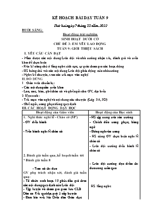 Kế hoạch bài dạy Chương trình Lớp 2 - Tuần 9 năm học 2022-2023 (Bùi Thị Bích Hiền)