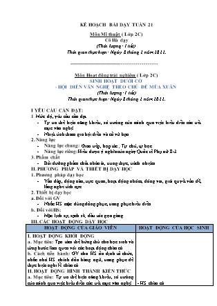 Kế hoạch bài dạy Chương trình Lớp 2C - Tuần 21 năm học 2021-2022 (Từ Thị Lý)