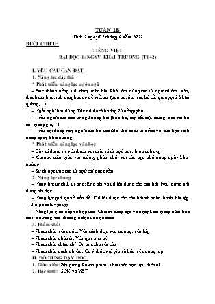 Kế hoạch bài dạy Chương trình Lớp 3 - Tuần 1 (Buổi chiều) năm học 2022-2023 (Cao Thị Hồng Thắm)