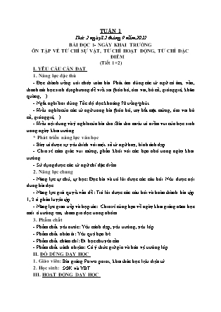 Kế hoạch bài dạy Chương trình Lớp 3 - Tuần 1 năm học 2022-2023 (Cao Thị Hồng Thắm)