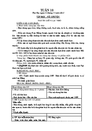 Kế hoạch bài dạy Chương trình Lớp 3 - Tuần 10 năm học 2021-2022 (Nguyễn Thị Tuyết Thanh)