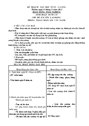 Kế hoạch bài dạy Chương trình Lớp 3 - Tuần 11 năm học 2022-2023 (Lê Thị Thu Hằng)
