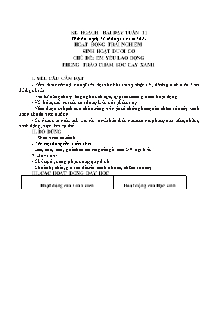 Kế hoạch bài dạy Chương trình Lớp 3 - Tuần 11 năm học 2022-2023 (Cao Thị Hồng Thắm)