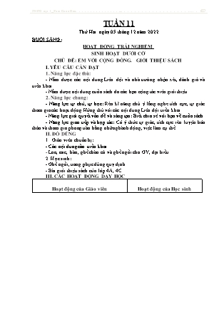 Kế hoạch bài dạy Chương trình Lớp 3 - Tuần 11 năm học 2022-2023 (GV Lê Thị Thu Hằng)
