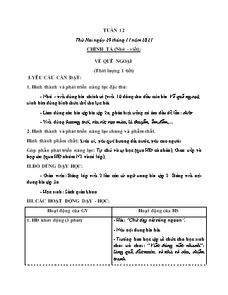 Kế hoạch bài dạy Chương trình Lớp 3 - Tuần 12 năm học 2021-2022 (Lê Thị Thu Hằng)