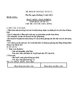 Kế hoạch bài dạy Chương trình Lớp 3 - Tuần 12 năm học 2022-2023 (Cao Thị Hồng Thắm)