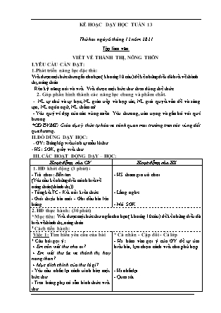 Kế hoạch bài dạy Chương trình Lớp 3 - Tuần 13 năm học 2021-2022 (Nguyễn Thị Tuyết Thanh)