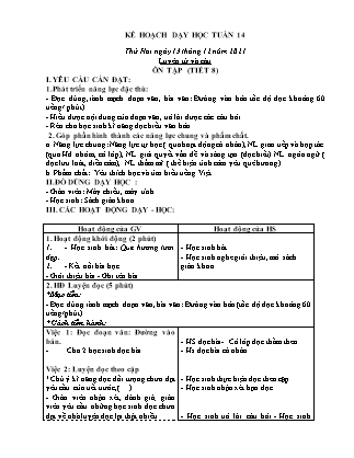 Kế hoạch bài dạy Chương trình Lớp 3 - Tuần 14 năm học 2021-2022 (Nguyễn Thị Tuyết Thanh)