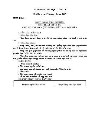 Kế hoạch bài dạy Chương trình Lớp 3 - Tuần 14 năm học 2022-2023 (Cao Thị Hồng Thắm)