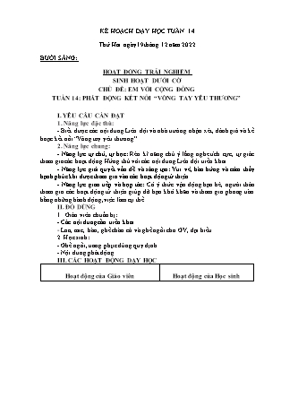 Kế hoạch bài dạy Chương trình Lớp 3 - Tuần 14 năm học 2022-2023 (GV Lê Thị Thu Hằng)