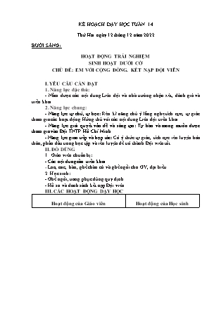 Kế hoạch bài dạy Chương trình Lớp 3 - Tuần 14 năm học 2022-2023 (Lê Thị Thu Hằng)
