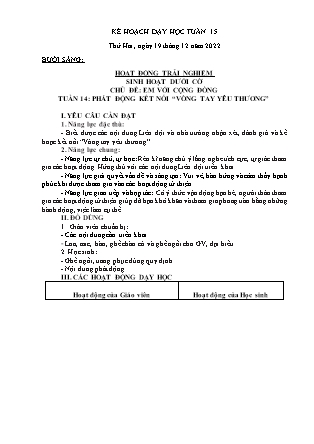 Kế hoạch bài dạy Chương trình Lớp 3 - Tuần 15 năm học 2022-2023 (Cao Thị Hồng Thắm)