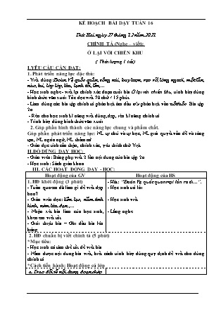 Kế hoạch bài dạy Chương trình Lớp 3 - Tuần 16 năm học 2021-2022 (Lê Thị Thu Hằng)
